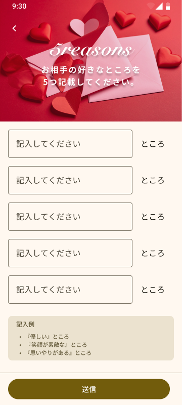 5 Reasons 入力画面